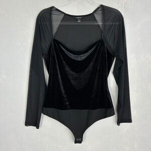 Banana Republic Factory size L long sleeve bodysuit velvet body mesh sleeve